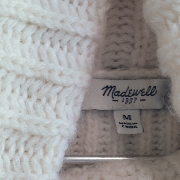 Madewell Women's Size M Cable Knit Turtleneck Sweater Ivory Color Classic - Picture 3 of 3